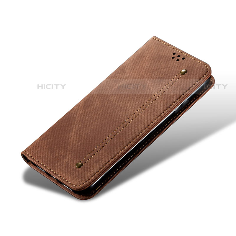 Coque Clapet Portefeuille Livre Tissu B03S pour Samsung Galaxy S21 5G Marron Plus