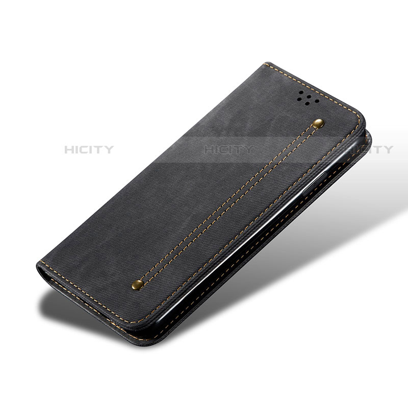 Coque Clapet Portefeuille Livre Tissu B03S pour Samsung Galaxy S21 5G Noir Plus