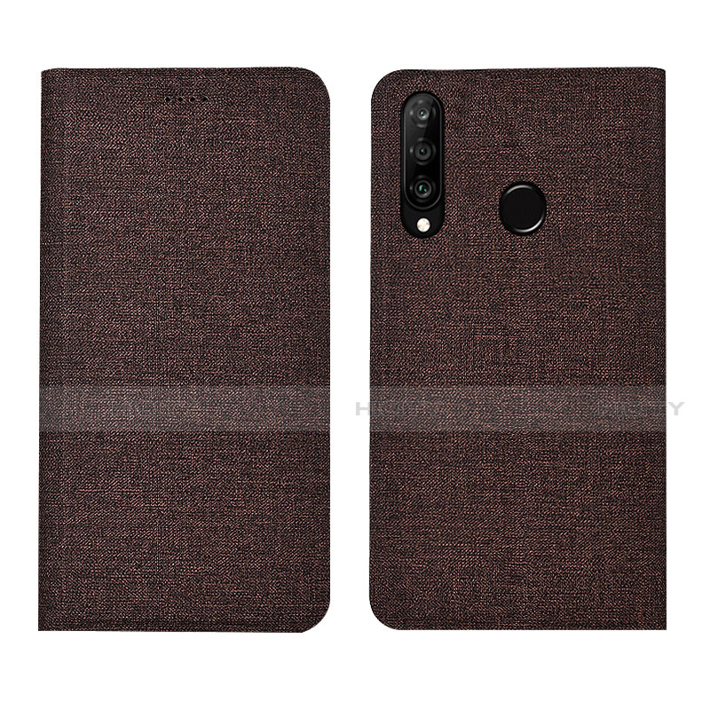 Coque Clapet Portefeuille Livre Tissu H01 pour Huawei Nova 4e Marron Plus