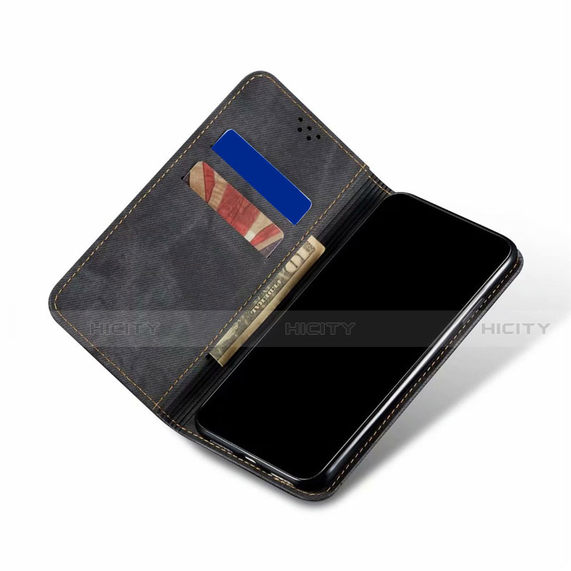 Coque Clapet Portefeuille Livre Tissu H01 pour Oppo F15 Plus