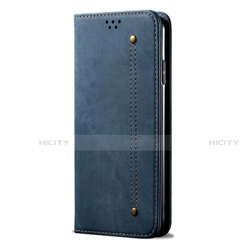 Coque Clapet Portefeuille Livre Tissu H01 pour Oppo Find X2 Lite Bleu Plus