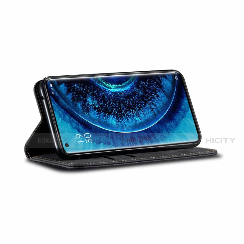 Coque Clapet Portefeuille Livre Tissu H01 pour Oppo Find X2 Plus