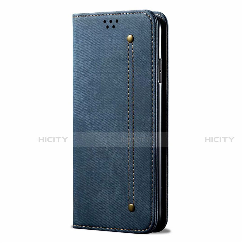 Coque Clapet Portefeuille Livre Tissu H01 pour Oppo K7 5G Bleu Plus