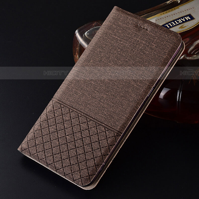 Coque Clapet Portefeuille Livre Tissu H01 pour Oppo R17 Neo Marron Plus