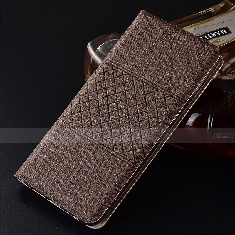 Coque Clapet Portefeuille Livre Tissu H01 pour Oppo R17 Pro Marron Plus