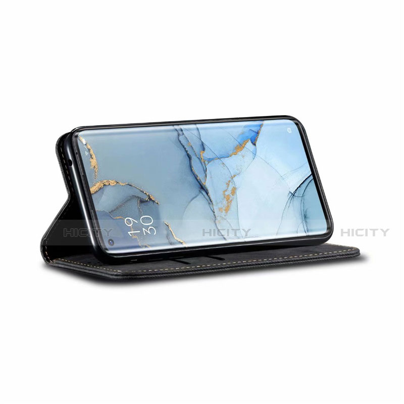 Coque Clapet Portefeuille Livre Tissu H01 pour Oppo Reno3 Pro Plus