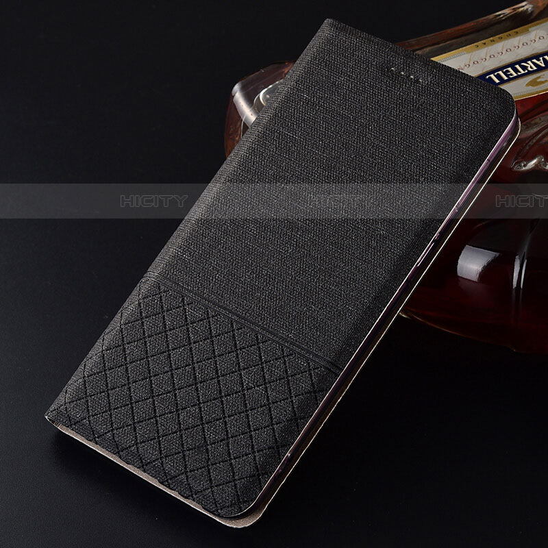 Coque Clapet Portefeuille Livre Tissu H01 pour Oppo RX17 Neo Noir Plus