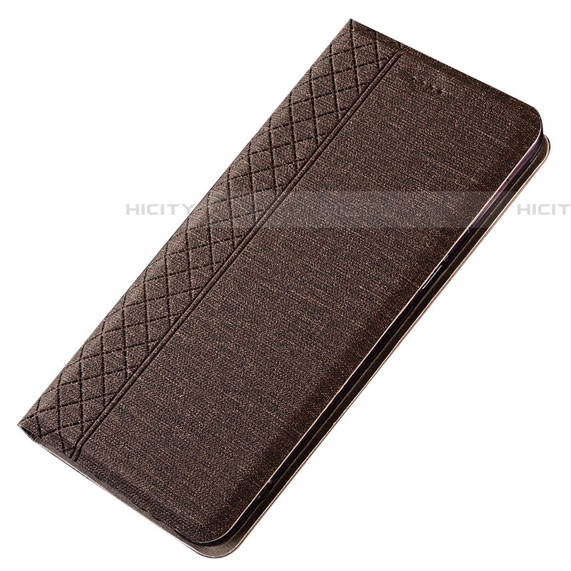 Coque Clapet Portefeuille Livre Tissu H01 pour Samsung Galaxy A70 Marron Plus