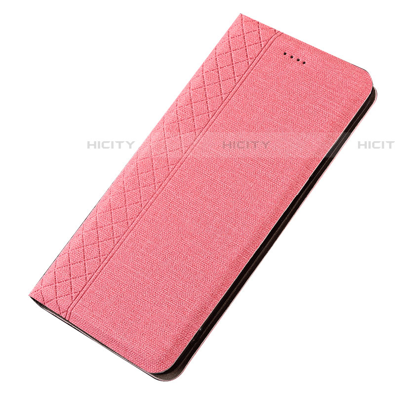 Coque Clapet Portefeuille Livre Tissu H01 pour Samsung Galaxy A70 Rose Plus