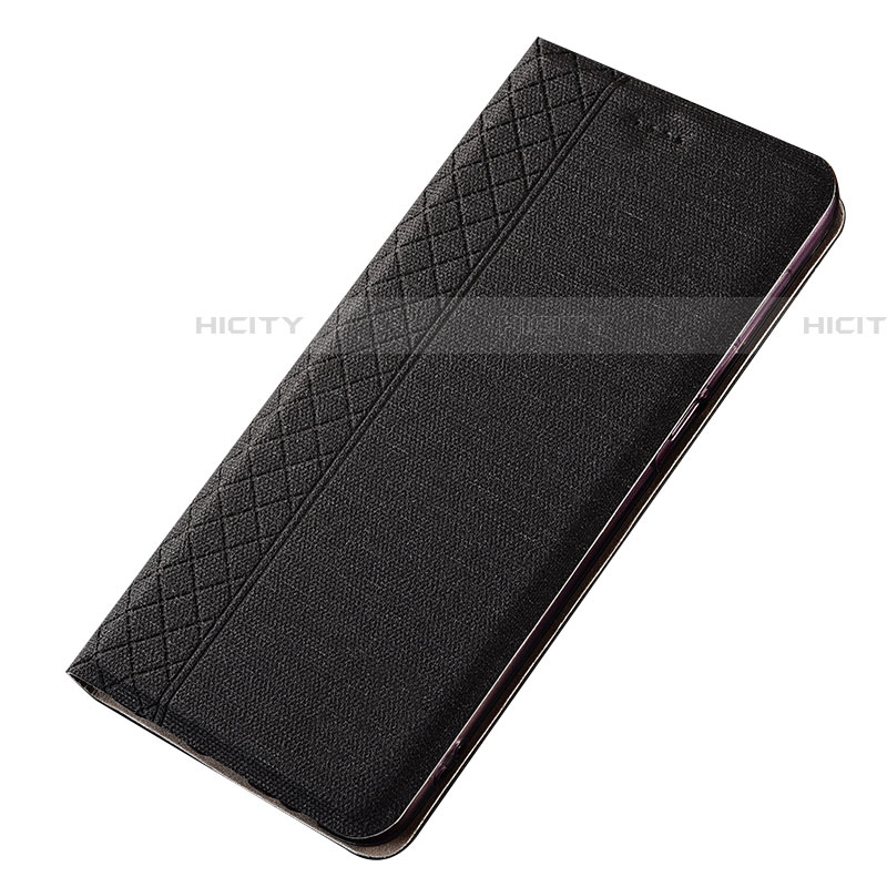 Coque Clapet Portefeuille Livre Tissu H01 pour Samsung Galaxy A70S Noir Plus