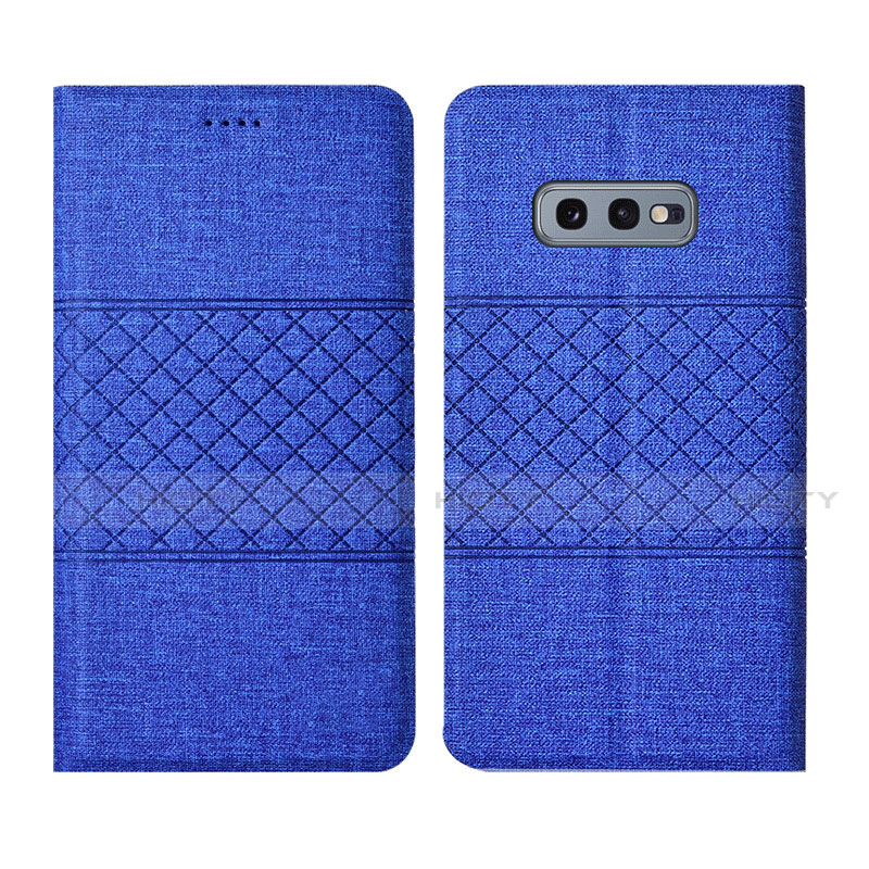 Coque Clapet Portefeuille Livre Tissu H01 pour Samsung Galaxy S10e Bleu Plus