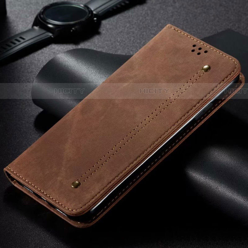 Coque Clapet Portefeuille Livre Tissu H01 pour Samsung Galaxy S20 Ultra 5G Marron Plus