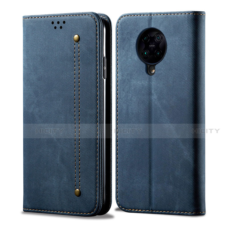 Coque Clapet Portefeuille Livre Tissu H01 pour Xiaomi Redmi K30 Pro Zoom Bleu Plus