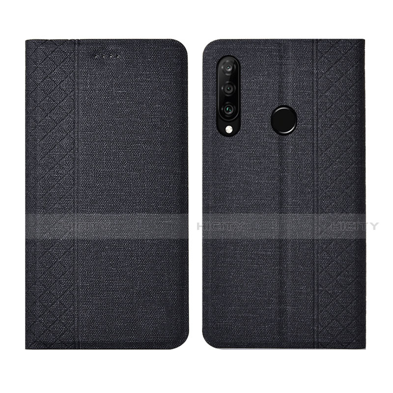 Coque Clapet Portefeuille Livre Tissu H02 pour Huawei Nova 4e Noir Plus