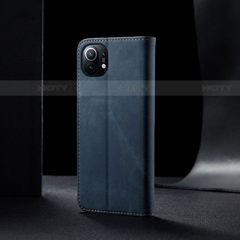 Coque Clapet Portefeuille Livre Tissu H02 pour Xiaomi Mi 11 5G Bleu Plus