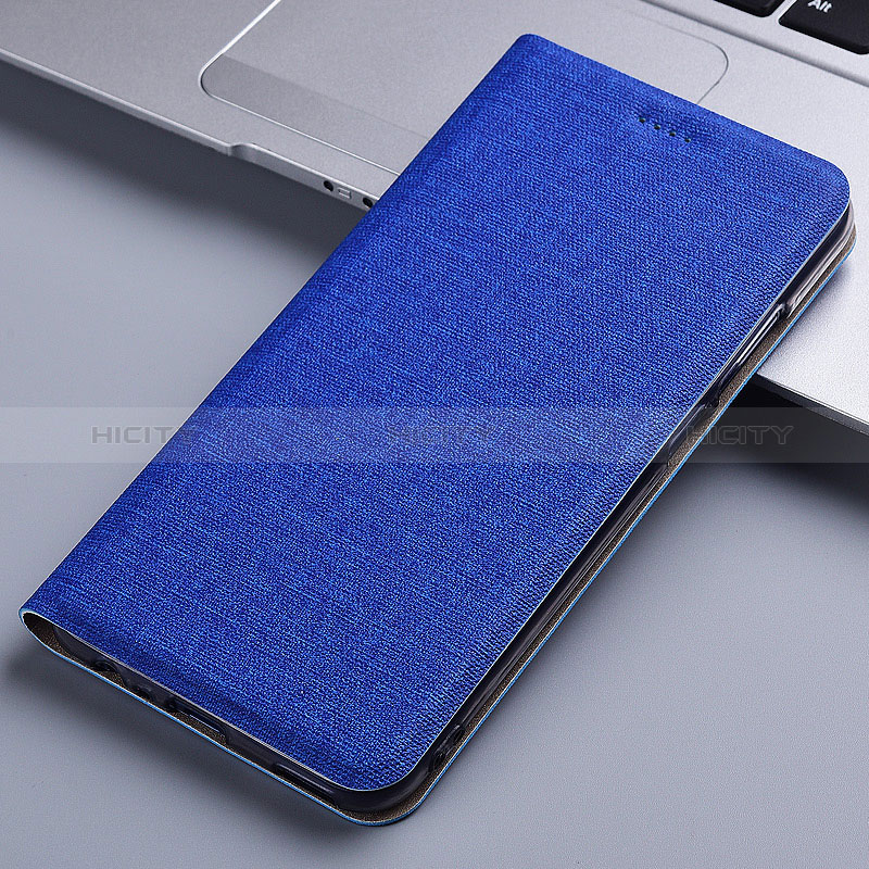 Coque Clapet Portefeuille Livre Tissu H12P pour Apple iPhone 8 Bleu Plus