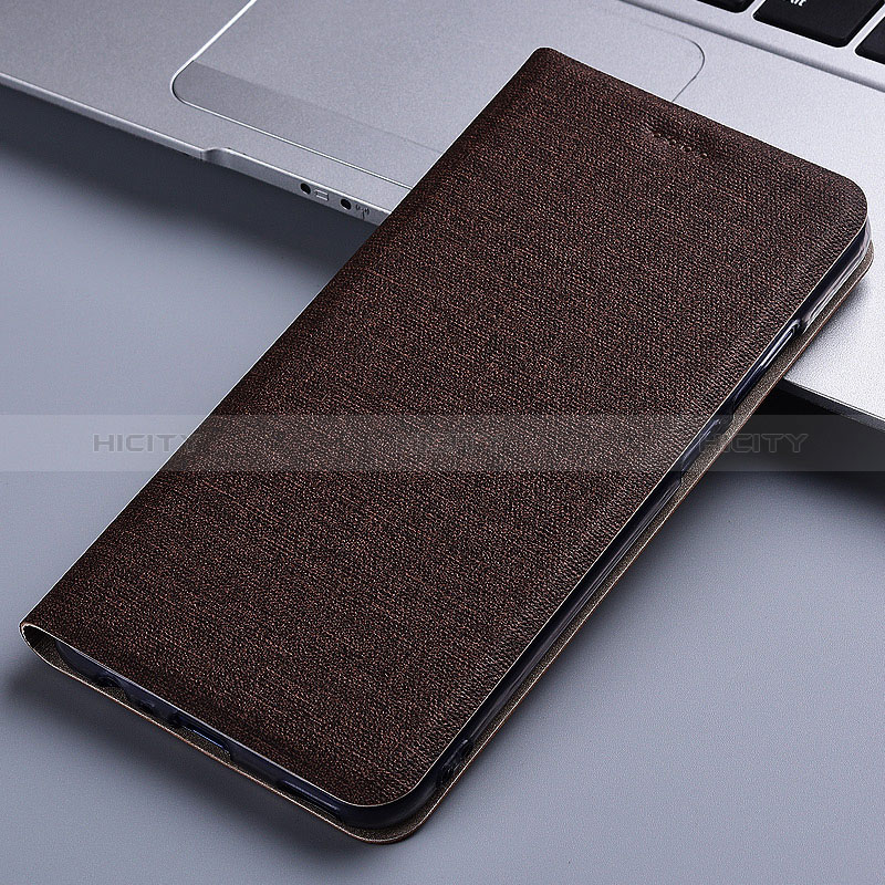 Coque Clapet Portefeuille Livre Tissu H12P pour Apple iPhone Xs Marron Plus