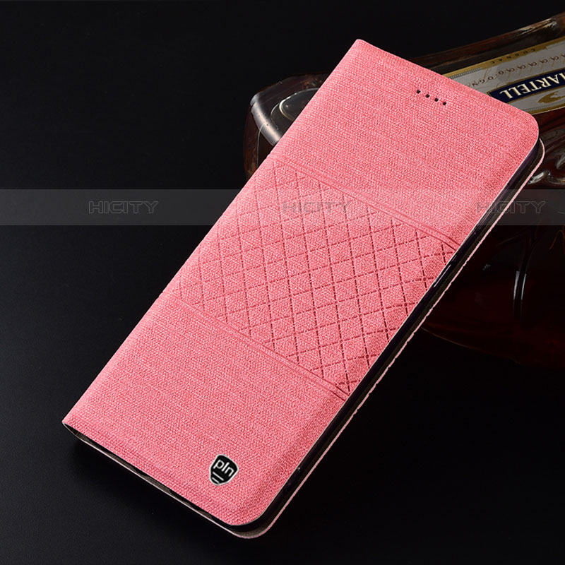 Coque Clapet Portefeuille Livre Tissu H12P pour Motorola Moto Edge S 5G Rose Plus