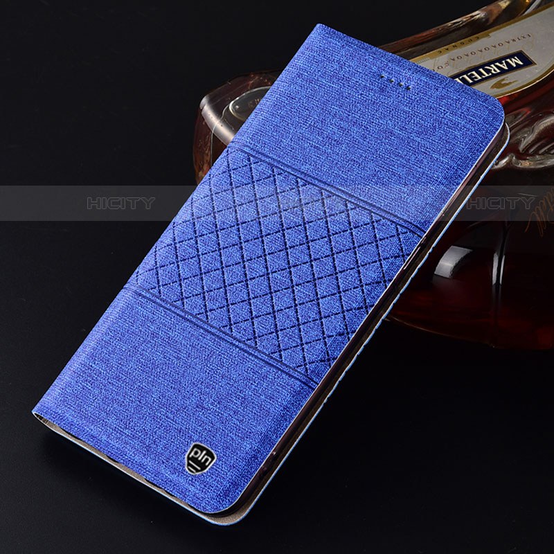 Coque Clapet Portefeuille Livre Tissu H12P pour Motorola Moto G Play Gen 2 Bleu Plus