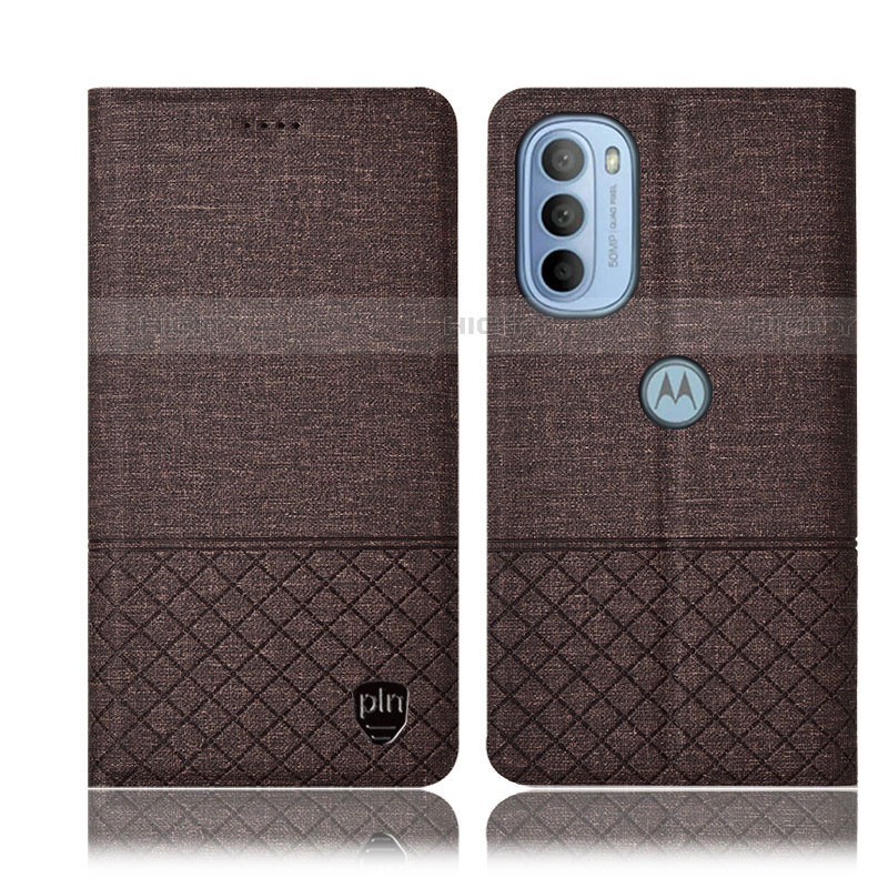 Coque Clapet Portefeuille Livre Tissu H12P pour Motorola Moto G31 Marron Plus