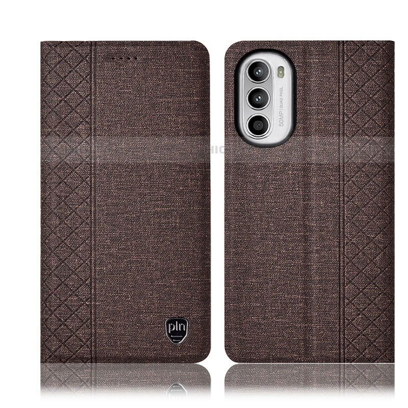 Coque Clapet Portefeuille Livre Tissu H12P pour Motorola Moto G82 5G Marron Plus