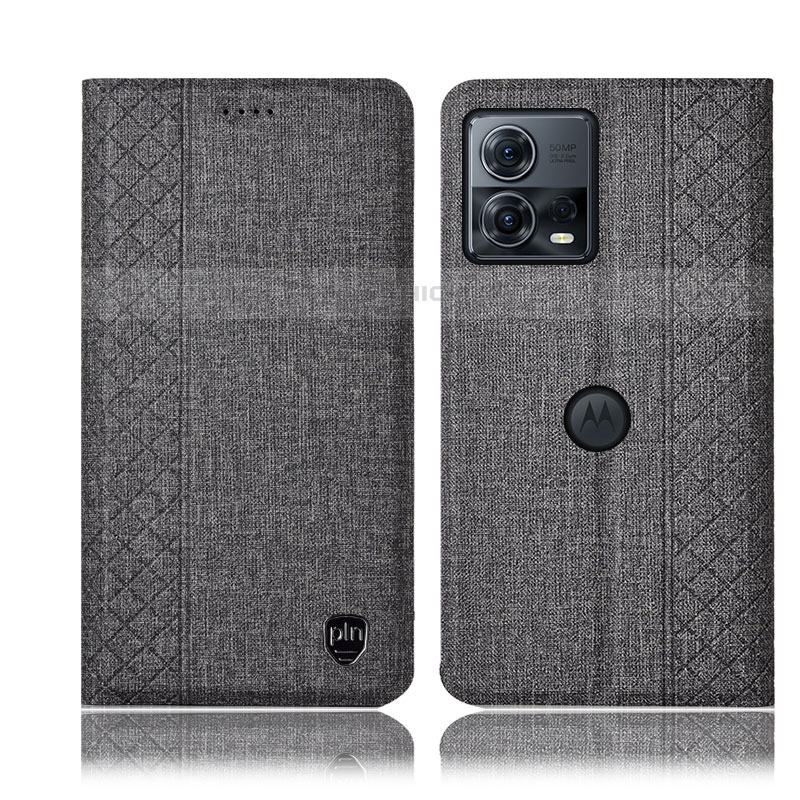Coque Clapet Portefeuille Livre Tissu H12P pour Motorola Moto S30 Pro 5G Gris Plus