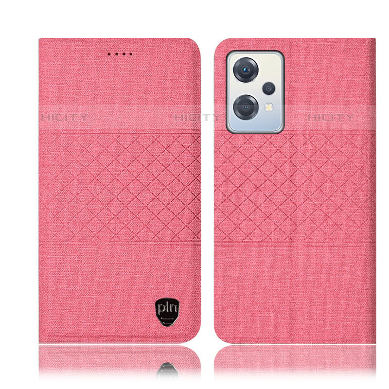 Coque Clapet Portefeuille Livre Tissu H12P pour OnePlus Nord CE 2 Lite 5G Rose Plus