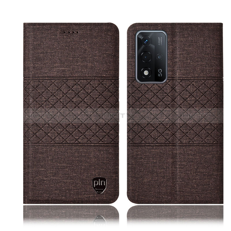 Coque Clapet Portefeuille Livre Tissu H12P pour Oppo A93s 5G Marron Plus