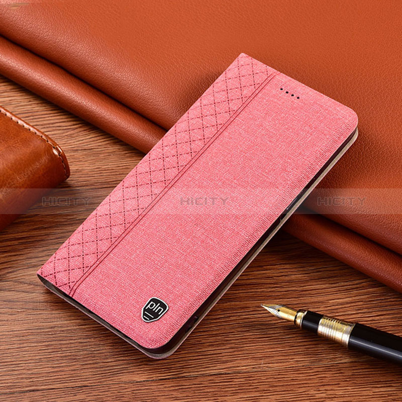 Coque Clapet Portefeuille Livre Tissu H12P pour Oppo A96 4G Rose Plus