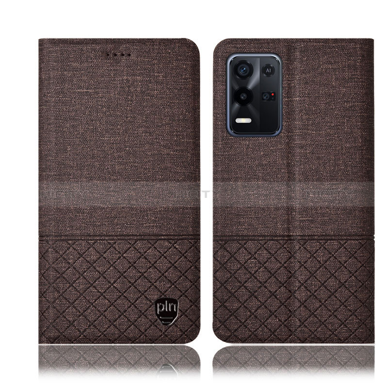 Coque Clapet Portefeuille Livre Tissu H12P pour Oppo K9X 5G Marron Plus