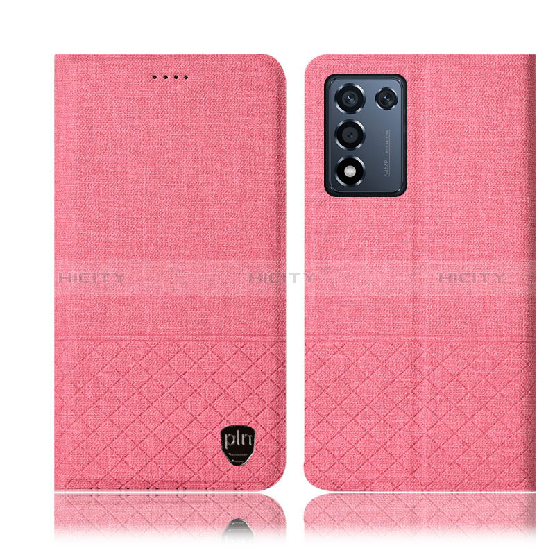 Coque Clapet Portefeuille Livre Tissu H12P pour Realme Q3s 5G Rose Plus