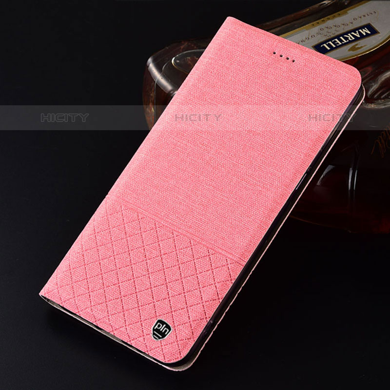 Coque Clapet Portefeuille Livre Tissu H12P pour Samsung Galaxy A03 Rose Plus