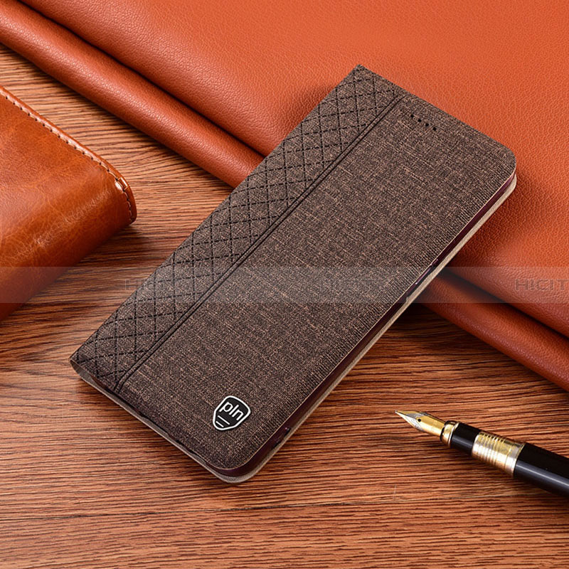 Coque Clapet Portefeuille Livre Tissu H12P pour Samsung Galaxy A13 5G Marron Plus