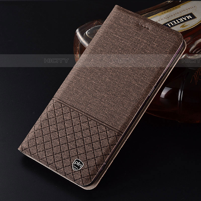 Coque Clapet Portefeuille Livre Tissu H12P pour Samsung Galaxy A32 5G Marron Plus