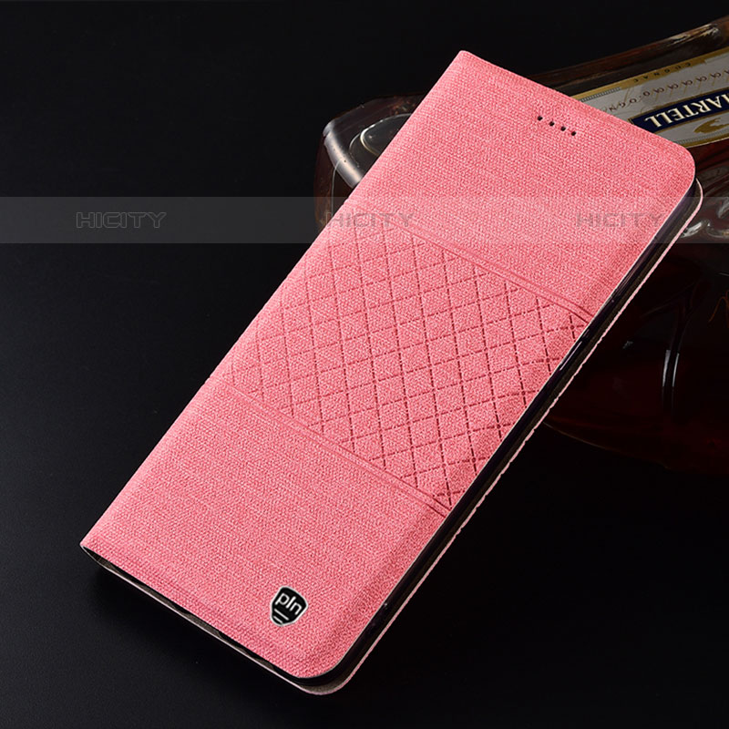 Coque Clapet Portefeuille Livre Tissu H12P pour Samsung Galaxy M32 4G Rose Plus