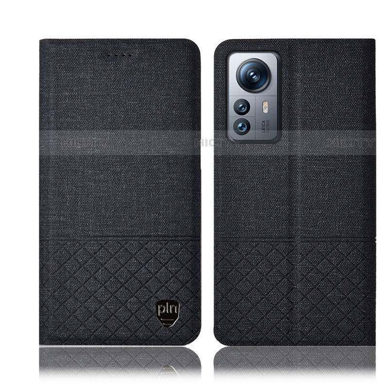 Coque Clapet Portefeuille Livre Tissu H12P pour Xiaomi Mi 12 Lite 5G Noir Plus