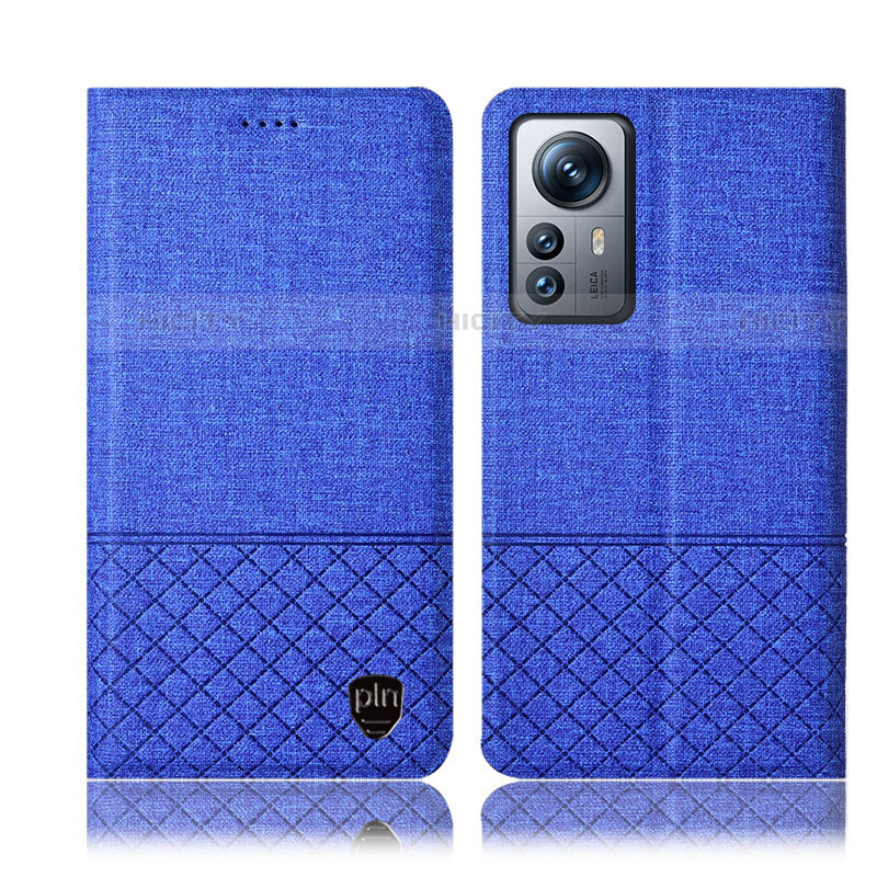 Coque Clapet Portefeuille Livre Tissu H12P pour Xiaomi Mi 12S 5G Bleu Plus