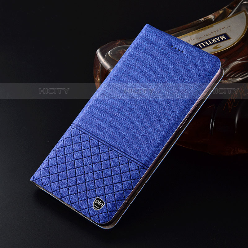 Coque Clapet Portefeuille Livre Tissu H13P pour Motorola Moto Edge 20 Pro 5G Bleu Plus