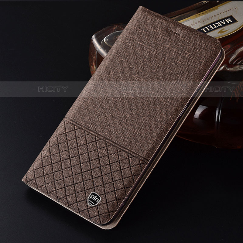 Coque Clapet Portefeuille Livre Tissu H13P pour Motorola Moto Edge 20 Pro 5G Marron Plus