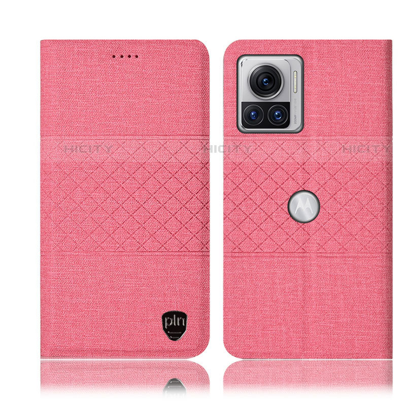 Coque Clapet Portefeuille Livre Tissu H13P pour Motorola Moto Edge X30 Pro 5G Rose Plus