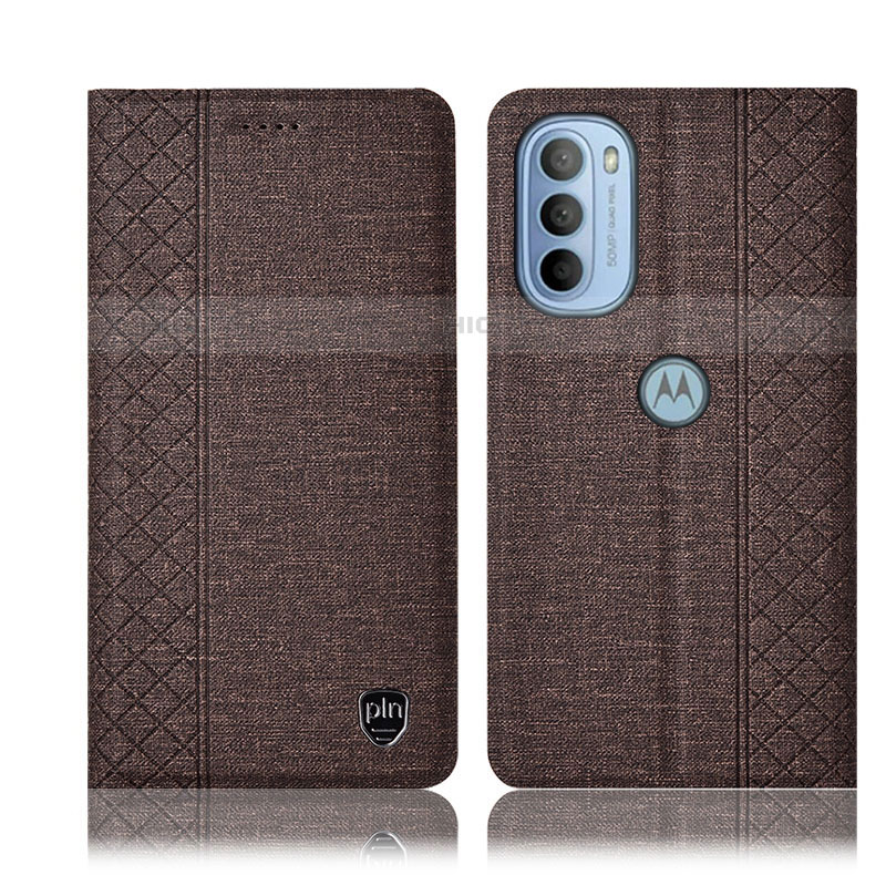 Coque Clapet Portefeuille Livre Tissu H13P pour Motorola Moto G31 Marron Plus