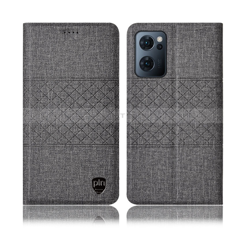 Coque Clapet Portefeuille Livre Tissu H13P pour OnePlus Nord CE 2 5G Gris Plus