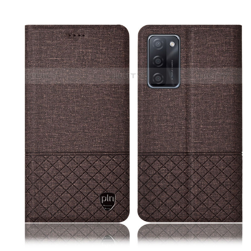 Coque Clapet Portefeuille Livre Tissu H13P pour Oppo A55S 5G Marron Plus