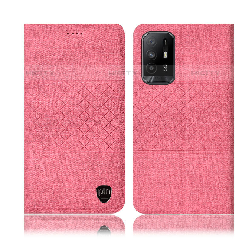 Coque Clapet Portefeuille Livre Tissu H13P pour Oppo A94 5G Rose Plus