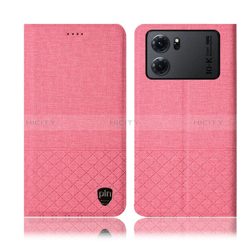 Coque Clapet Portefeuille Livre Tissu H13P pour Oppo K10 5G Rose Plus