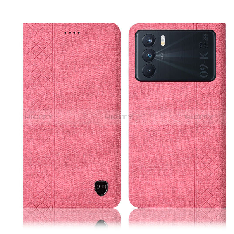 Coque Clapet Portefeuille Livre Tissu H13P pour Oppo K9 Pro 5G Rose Plus