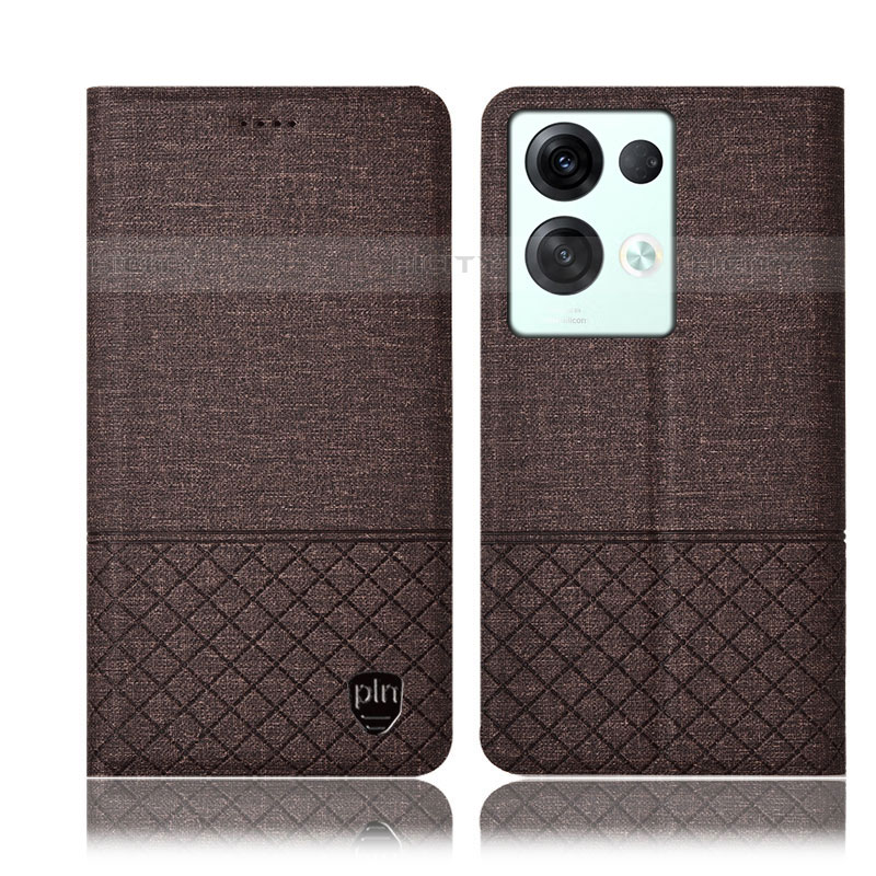 Coque Clapet Portefeuille Livre Tissu H13P pour Oppo Reno8 Pro 5G Marron Plus