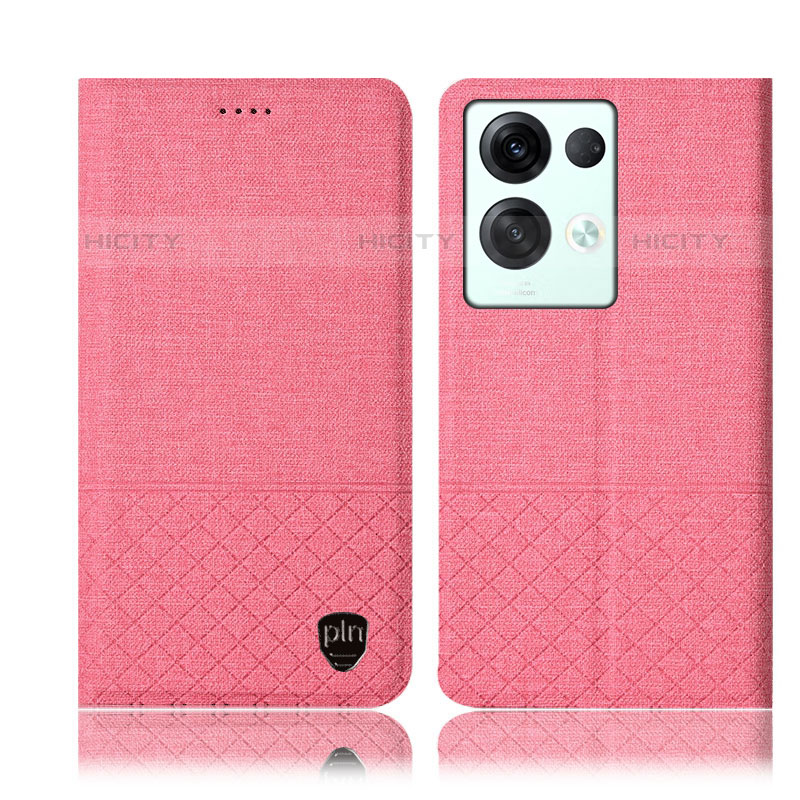 Coque Clapet Portefeuille Livre Tissu H13P pour Oppo Reno8 Pro+ Plus 5G Rose Plus