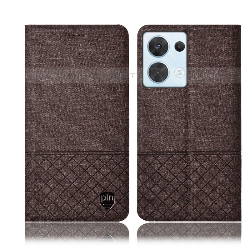 Coque Clapet Portefeuille Livre Tissu H13P pour Oppo Reno9 Pro 5G Marron Plus