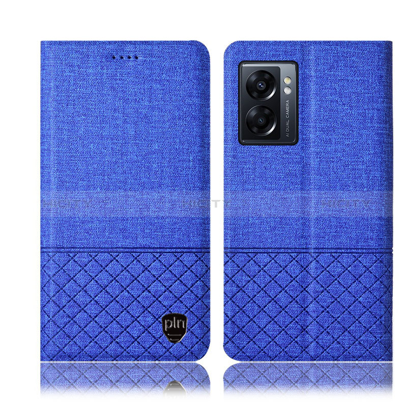 Coque Clapet Portefeuille Livre Tissu H13P pour Realme Q5i 5G Bleu Plus